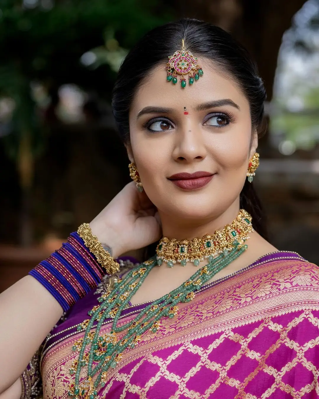 ETV Actress Sreemukhi in Violet Lehenga Choli